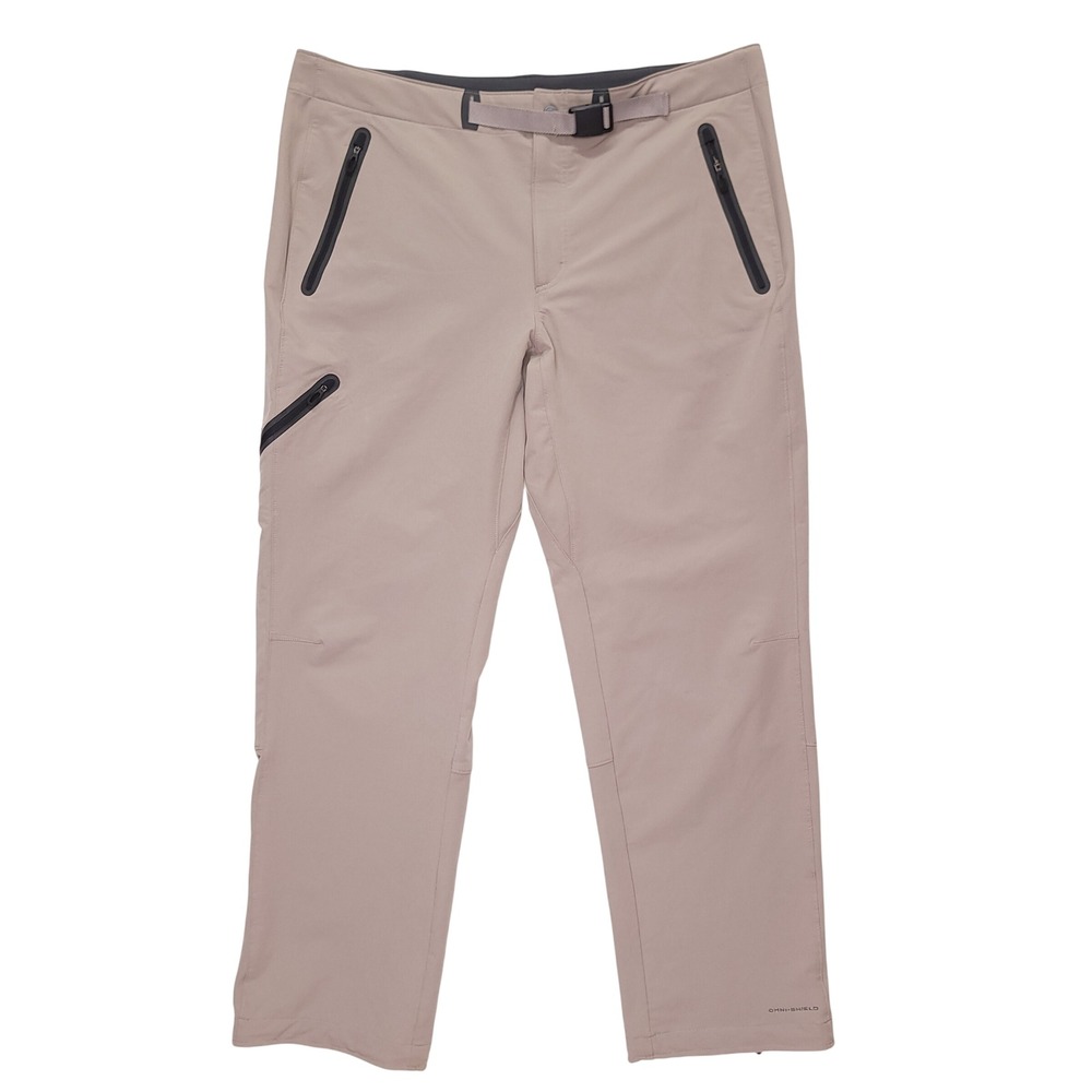 Columbia Titanium Mens 40x32 Hiking Pants Tan Beige Belted Technical Outdoor